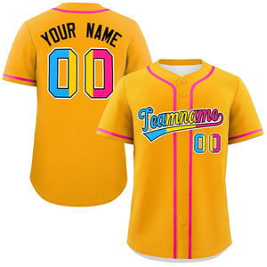 Custom Yellow Pansexuality For Pride Month Classic Style Authentic Baseball Jersey