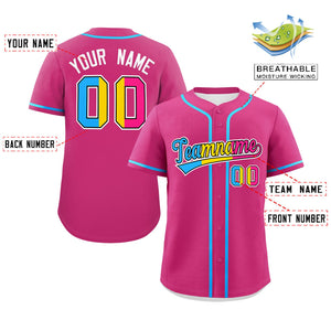 Custom Rose Red Pansexuality For Pride Month Classic Style Authentic Baseball Jersey