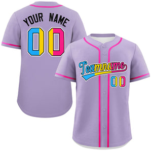 Custom Light Purple Pansexuality For Pride Month Classic Style Authentic Baseball Jersey