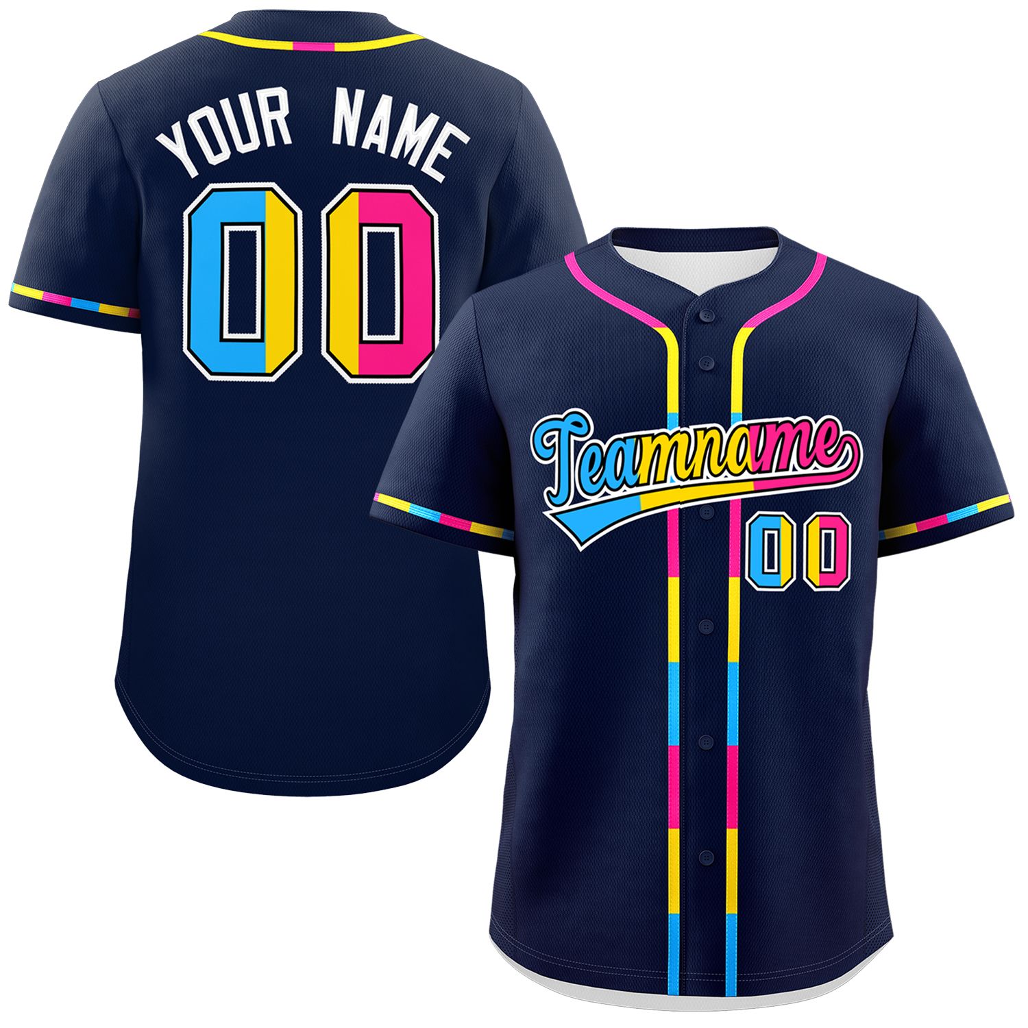 Custom Navy Pansexuality For Pride Month Classic Style Authentic Baseball Jersey