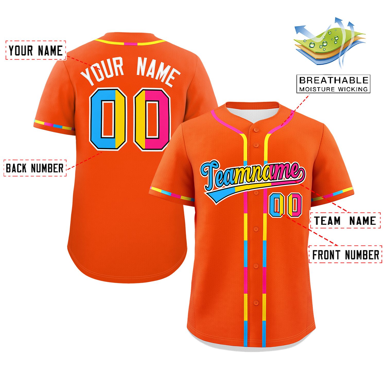 Custom Orange Pansexuality For Pride Month Classic Style Authentic Baseball Jersey