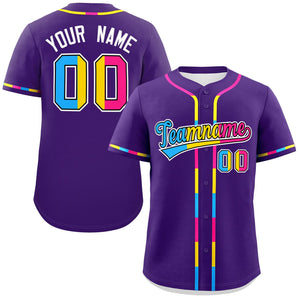 Custom Purple Pansexuality For Pride Month Classic Style Authentic Baseball Jersey