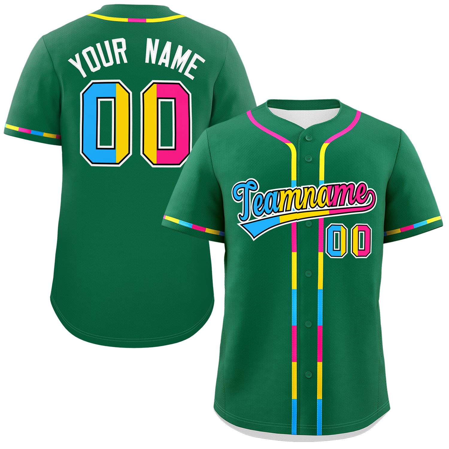 Custom Kelly Green Pansexuality For Pride Month Classic Style Authentic Baseball Jersey