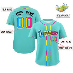 Custom Aqua Pansexuality For Pride Month Classic Style Authentic Baseball Jersey