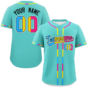 Custom Aqua Pansexuality For Pride Month Classic Style Authentic Baseball Jersey