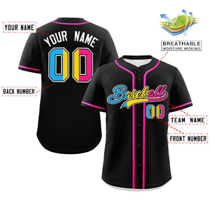 Custom Black Pansexuality For Pride Month Classic Style Authentic Baseball Jersey