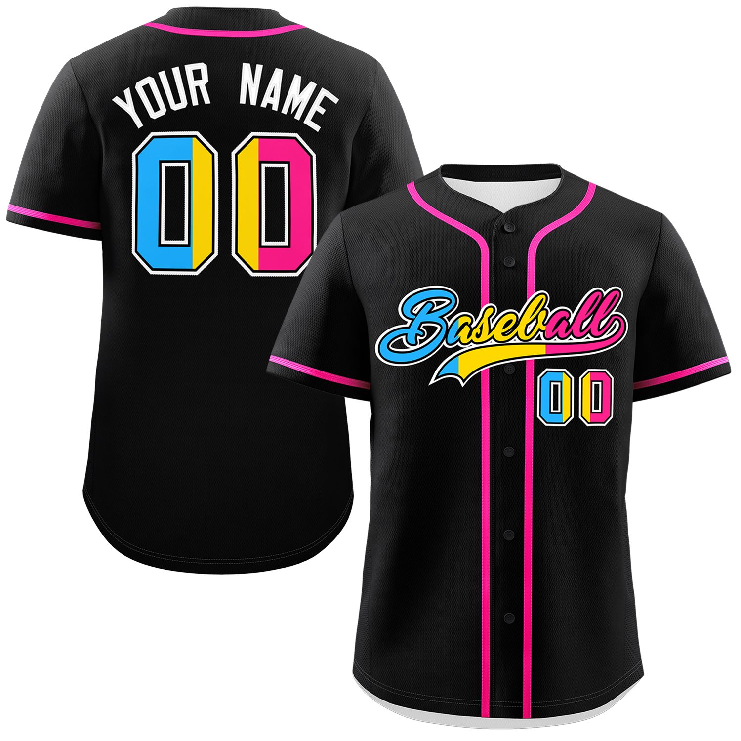 Custom Black Pansexuality For Pride Month Classic Style Authentic Baseball Jersey