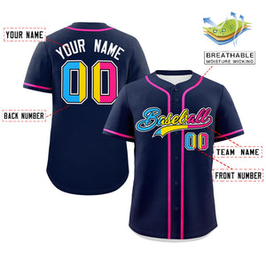 Custom Navy Pansexuality For Pride Month Classic Style Authentic Baseball Jersey