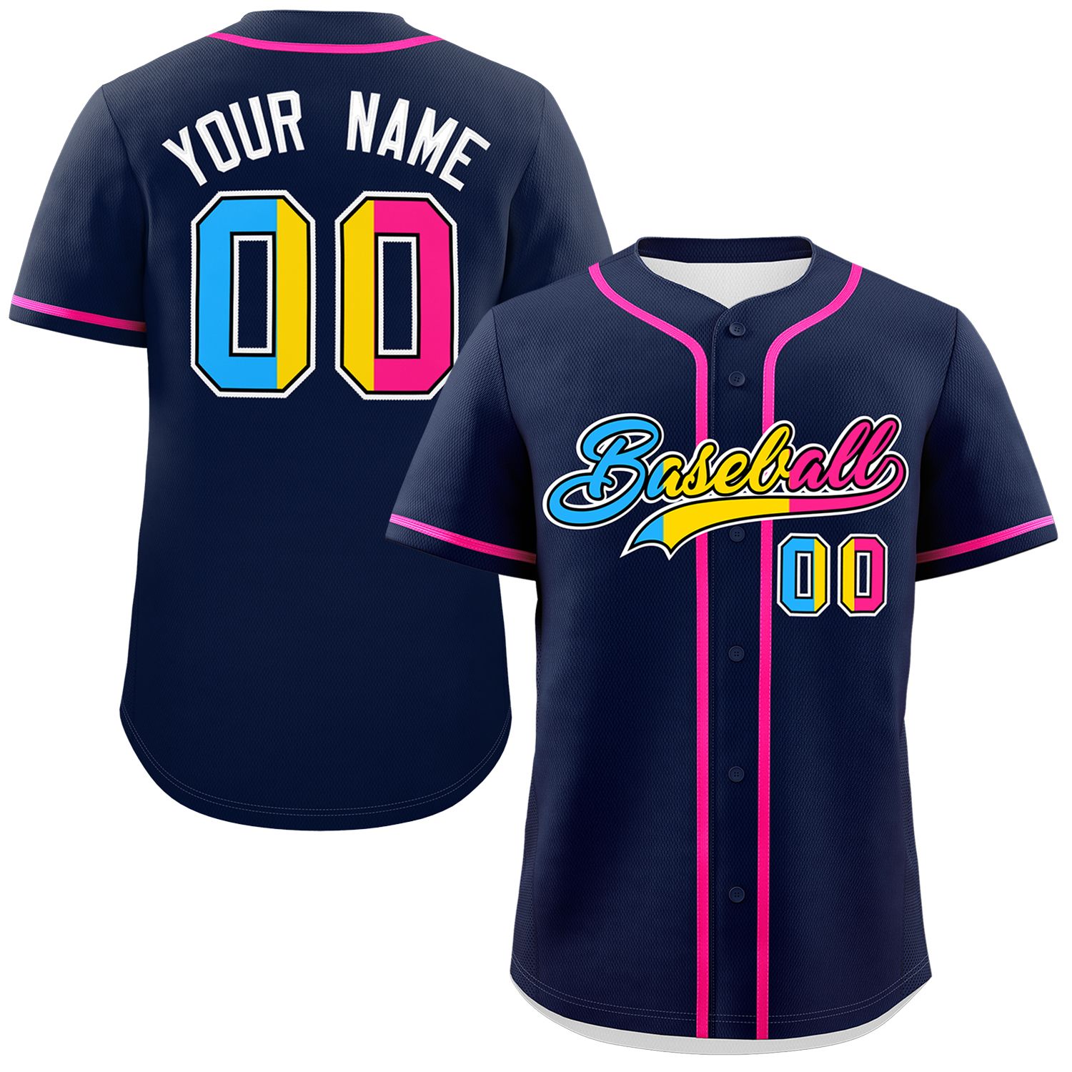 Custom Navy Pansexuality For Pride Month Classic Style Authentic Baseball Jersey