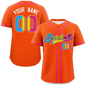 Custom Orange Pansexuality For Pride Month Classic Style Authentic Baseball Jersey