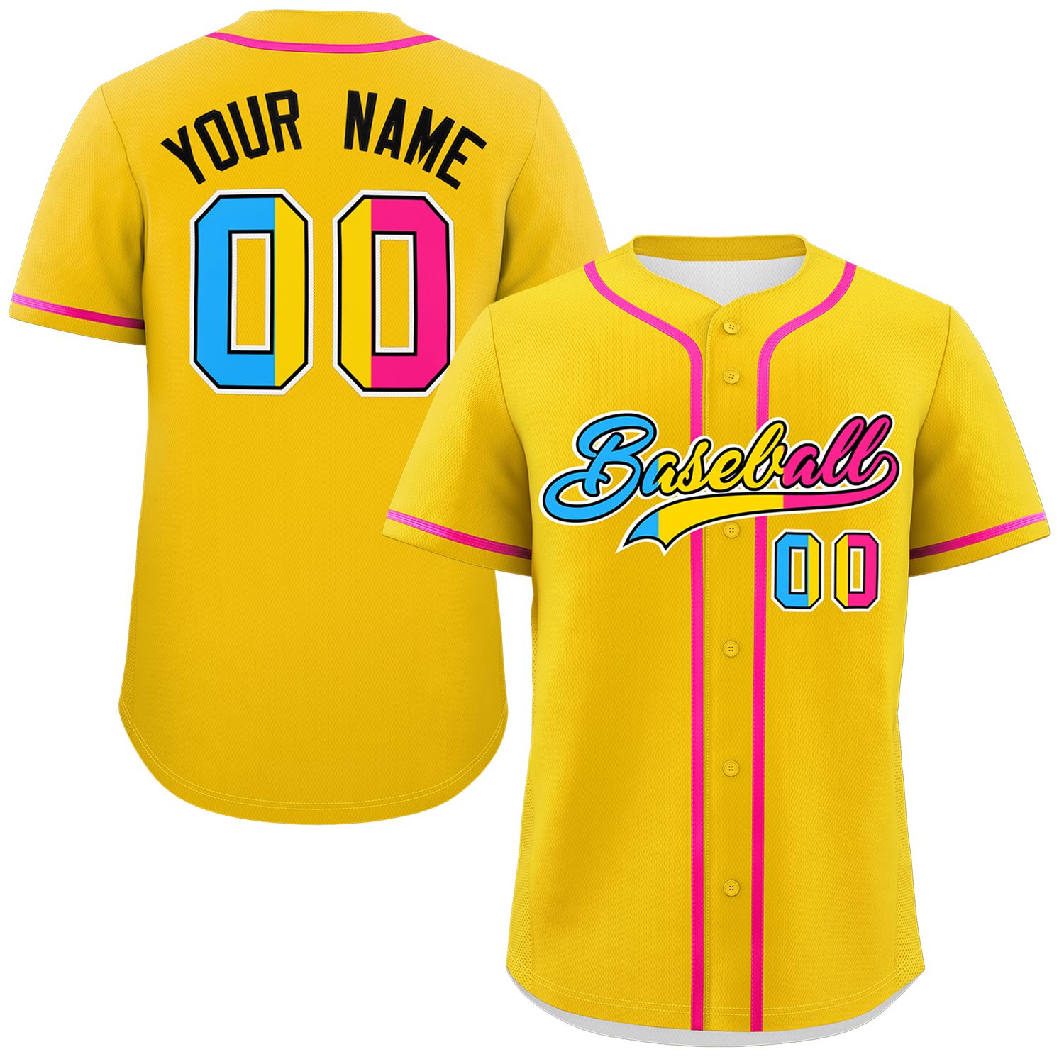 Custom Gold Pansexuality For Pride Month Classic Style Authentic Baseball Jersey