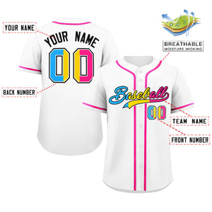 Custom White Pansexuality For Pride Month Classic Style Authentic Baseball Jersey