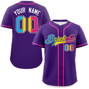 Custom Purple Pansexuality For Pride Month Classic Style Authentic Baseball Jersey