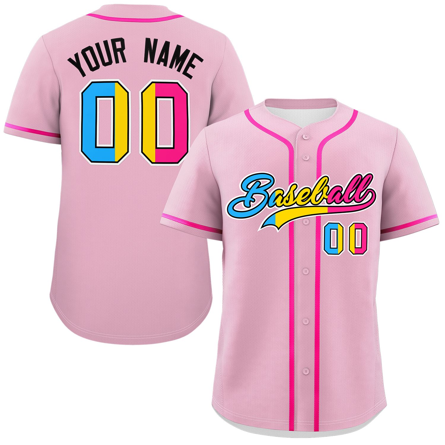 Custom Light Pink Pansexuality For Pride Month Classic Style Authentic Baseball Jersey