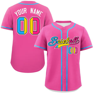 Custom Pink Pansexuality For Pride Month Classic Style Authentic Baseball Jersey