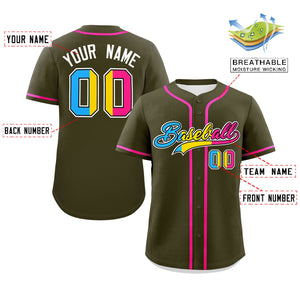 Custom Olive Pansexuality For Pride Month Classic Style Authentic Baseball Jersey