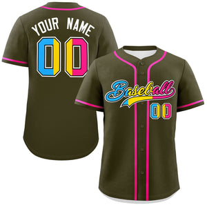 Custom Olive Pansexuality For Pride Month Classic Style Authentic Baseball Jersey