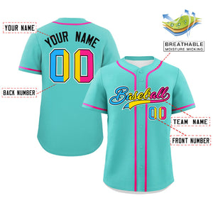 Custom Aqua Pansexuality For Pride Month Classic Style Authentic Baseball Jersey