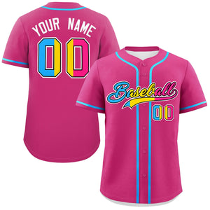 Custom Rose Red Pansexuality For Pride Month Classic Style Authentic Baseball Jersey