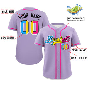 Custom Light Purple Pansexuality For Pride Month Classic Style Authentic Baseball Jersey