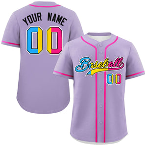 Custom Light Purple Pansexuality For Pride Month Classic Style Authentic Baseball Jersey