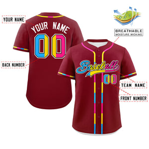 Custom Crimson Pansexuality For Pride Month Classic Style Authentic Baseball Jersey