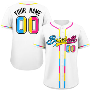 Custom White Pansexuality For Pride Month Classic Style Authentic Baseball Jersey