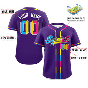 Custom Purple Pansexuality For Pride Month Classic Style Authentic Baseball Jersey