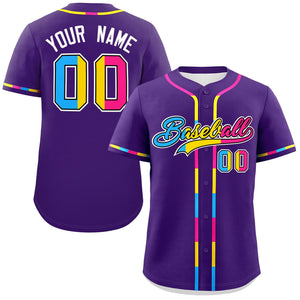 Custom Purple Pansexuality For Pride Month Classic Style Authentic Baseball Jersey