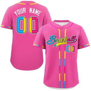 Custom Pink Pansexuality For Pride Month Classic Style Authentic Baseball Jersey