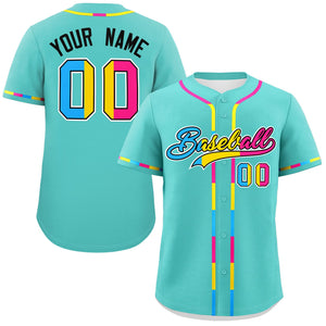 Custom Aqua Pansexuality For Pride Month Classic Style Authentic Baseball Jersey