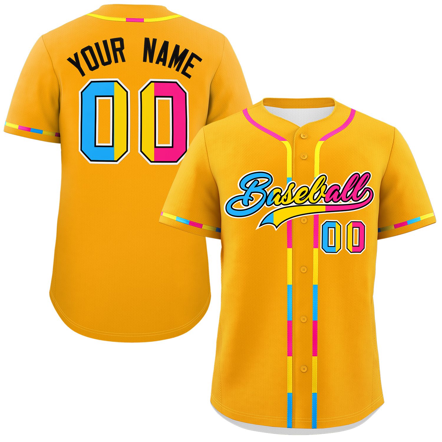 Custom Yellow Pansexuality For Pride Month Classic Style Authentic Baseball Jersey