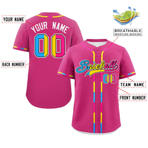 Custom Rose Red Pansexuality For Pride Month Classic Style Authentic Baseball Jersey