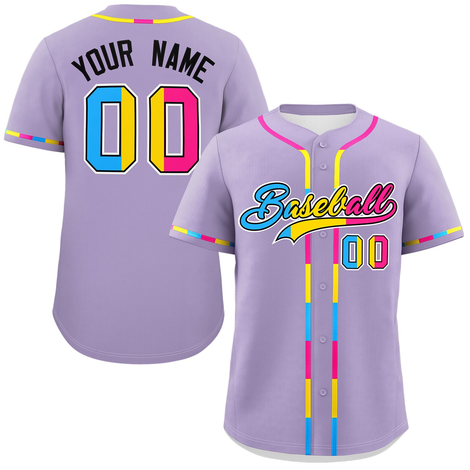 Custom Light Purple Pansexuality For Pride Month Classic Style Authentic Baseball Jersey