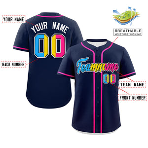 Custom Navy Pansexuality For Pride Month Classic Style Authentic Baseball Jersey