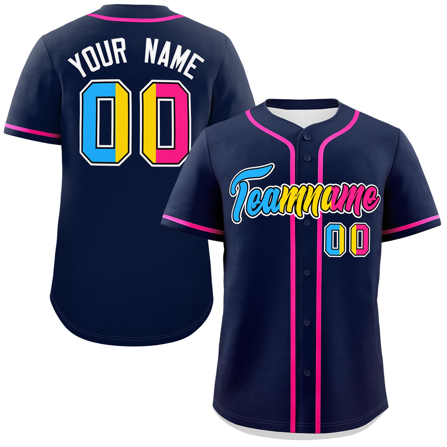 Custom Navy Pansexuality For Pride Month Classic Style Authentic Baseball Jersey