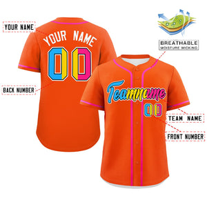 Custom Orange Pansexuality For Pride Month Classic Style Authentic Baseball Jersey