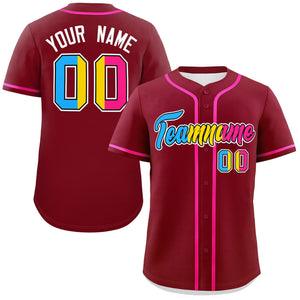 Custom Crimson Pansexuality For Pride Month Classic Style Authentic Baseball Jersey