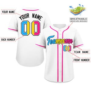 Custom White Pansexuality For Pride Month Classic Style Authentic Baseball Jersey