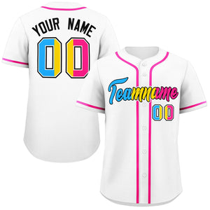 Custom White Pansexuality For Pride Month Classic Style Authentic Baseball Jersey