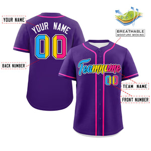 Custom Purple Pansexuality For Pride Month Classic Style Authentic Baseball Jersey