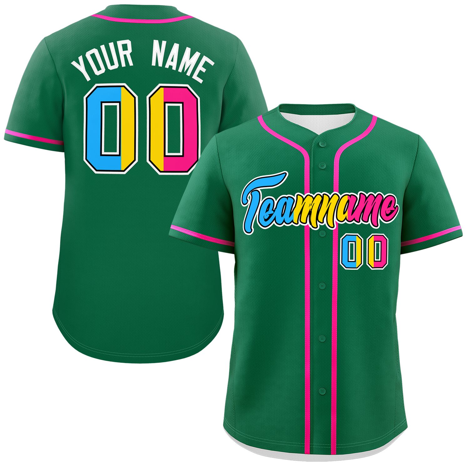 Custom Kelly Green Pansexuality For Pride Month Classic Style Authentic Baseball Jersey