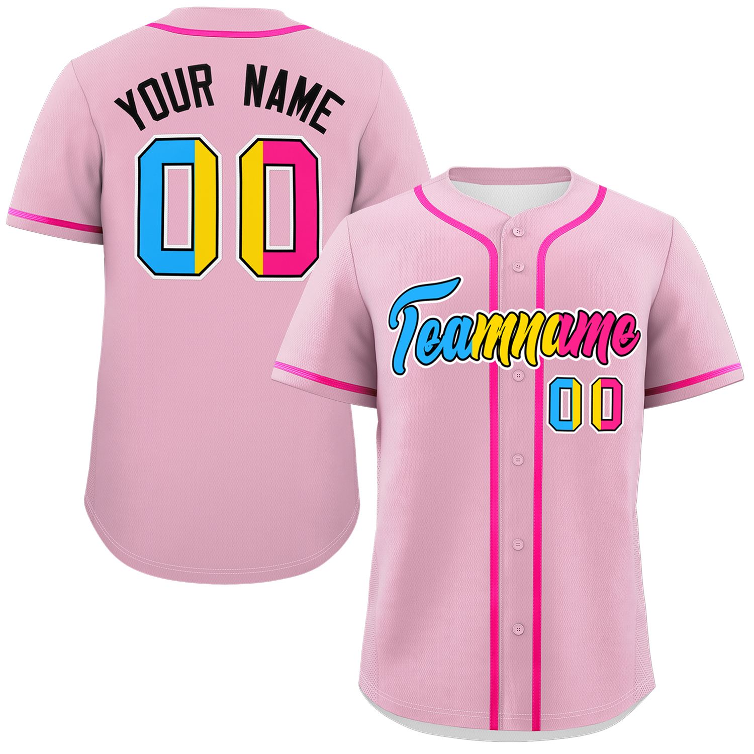 Custom Light Pink Pansexuality For Pride Month Classic Style Authentic Baseball Jersey