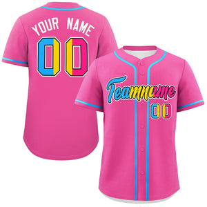 Custom Pink Pansexuality For Pride Month Classic Style Authentic Baseball Jersey