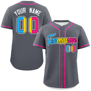 Custom Dark Gray Pansexuality For Pride Month Classic Style Authentic Baseball Jersey