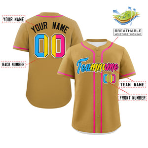 Custom Old Gold Pansexuality For Pride Month Classic Style Authentic Baseball Jersey