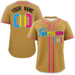 Custom Old Gold Pansexuality For Pride Month Classic Style Authentic Baseball Jersey