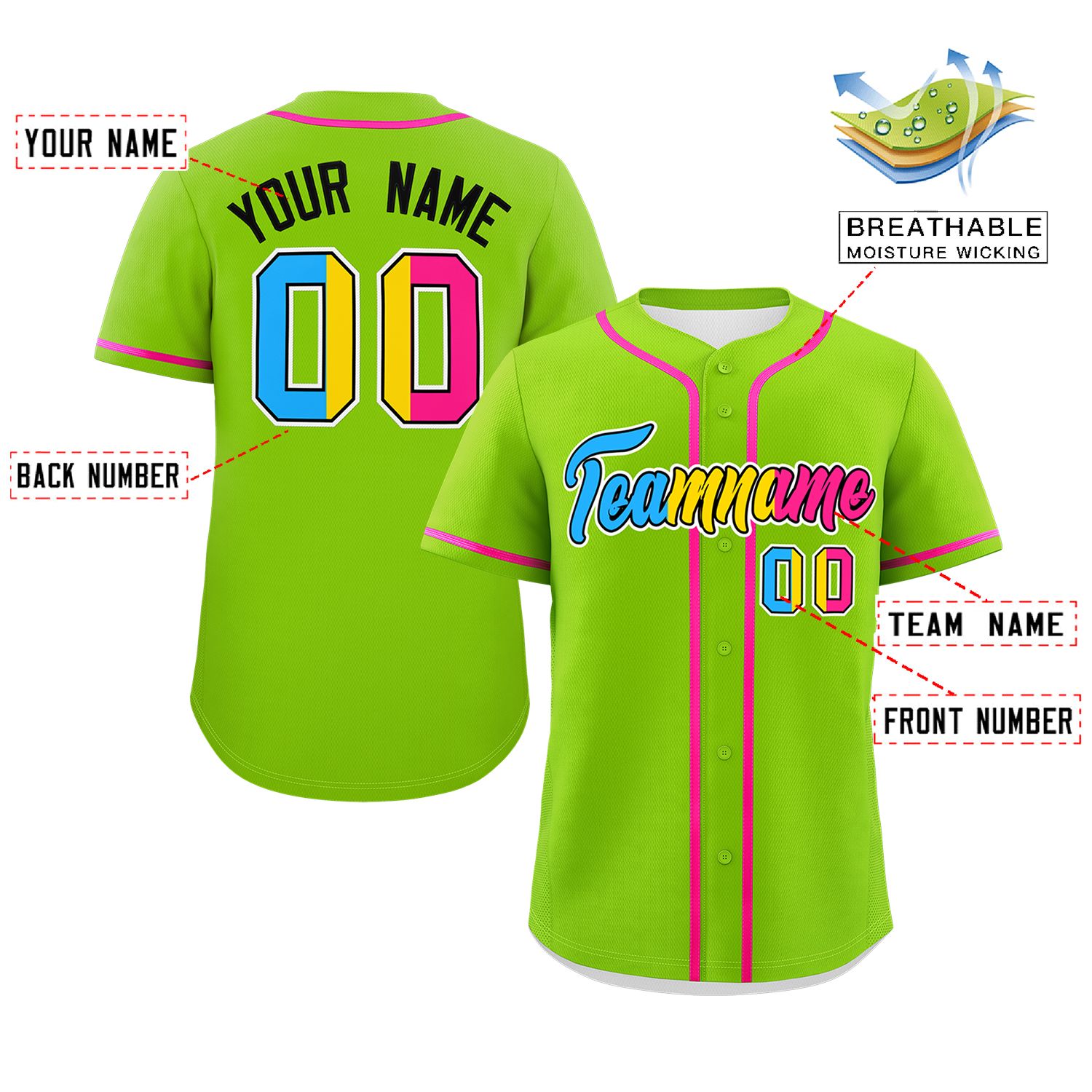 Custom Neon Green Pansexuality For Pride Month Classic Style Authentic Baseball Jersey