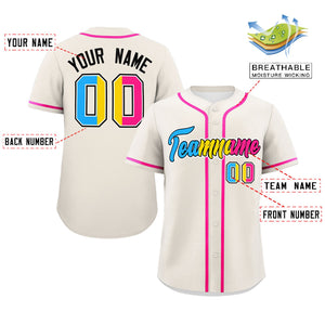 Custom Cream Pansexuality For Pride Month Classic Style Authentic Baseball Jersey