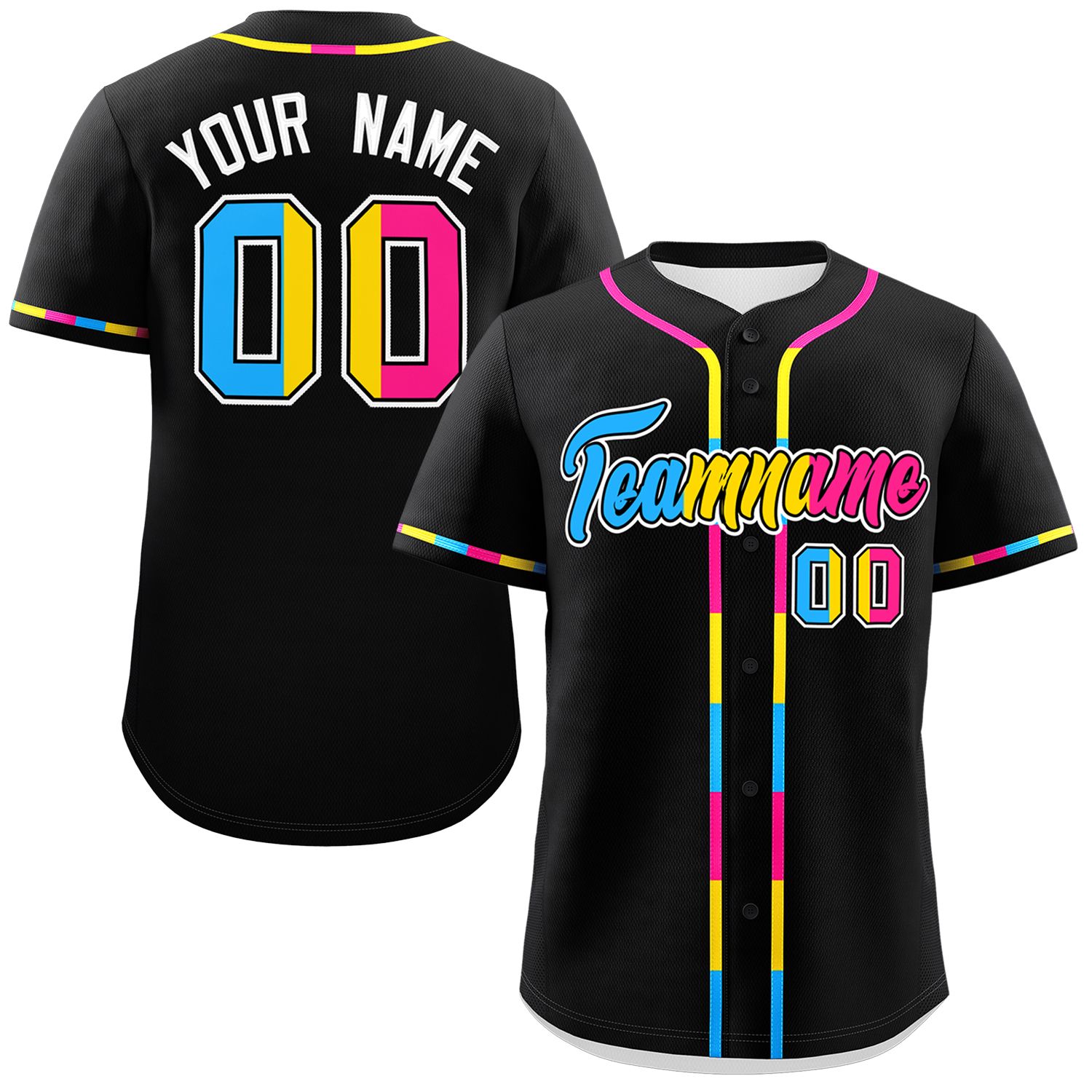 Custom Black Pansexuality For Pride Month Classic Style Authentic Baseball Jersey